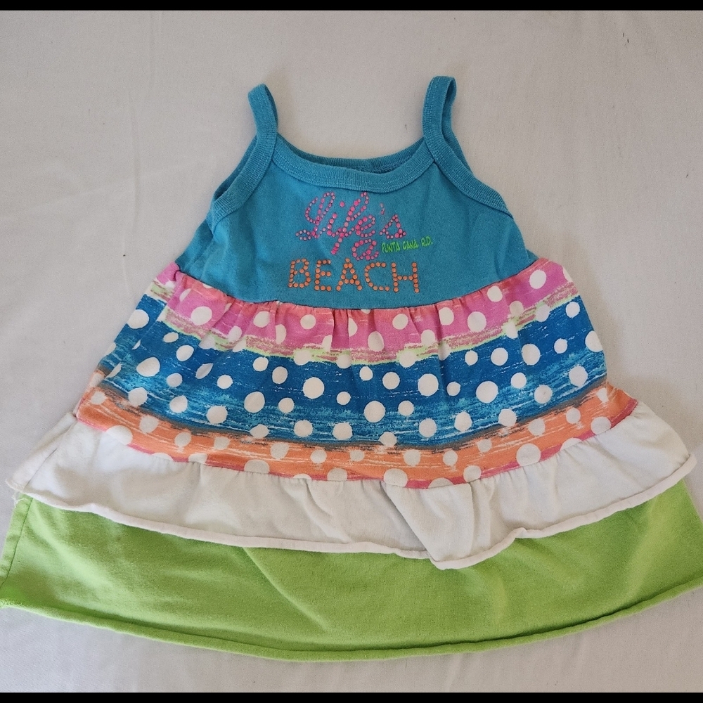 Ocean dream Infant girl 3-6m Blue green life's a beach dress #BT33